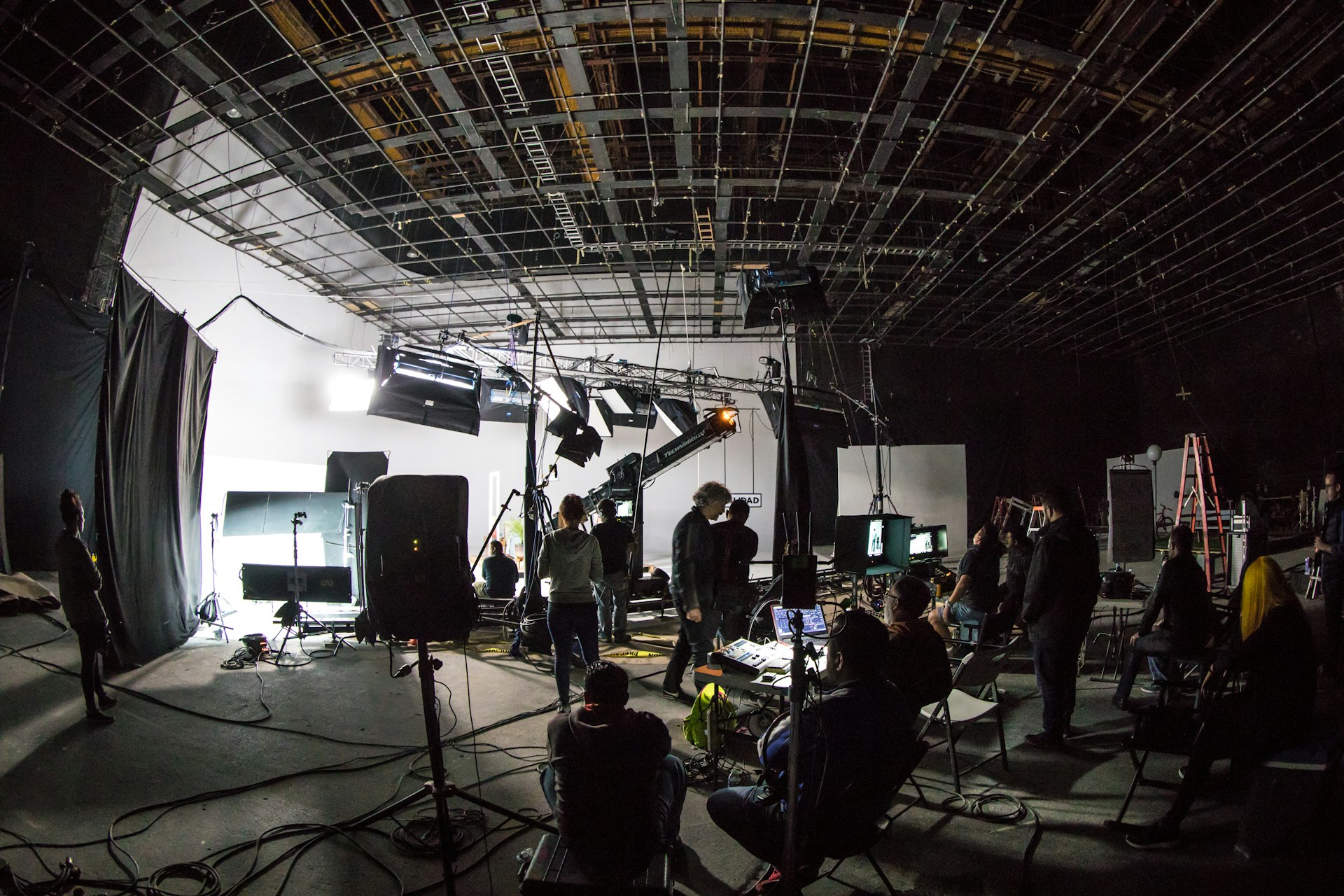 Film crew on a soundstage