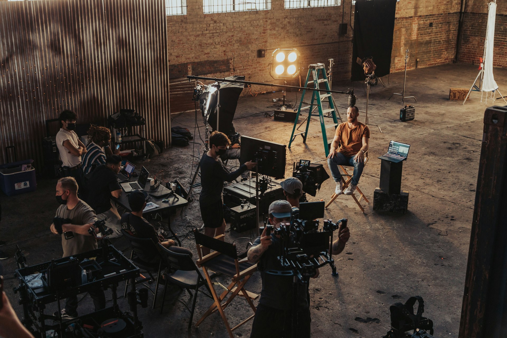 Production team around a cinema camera